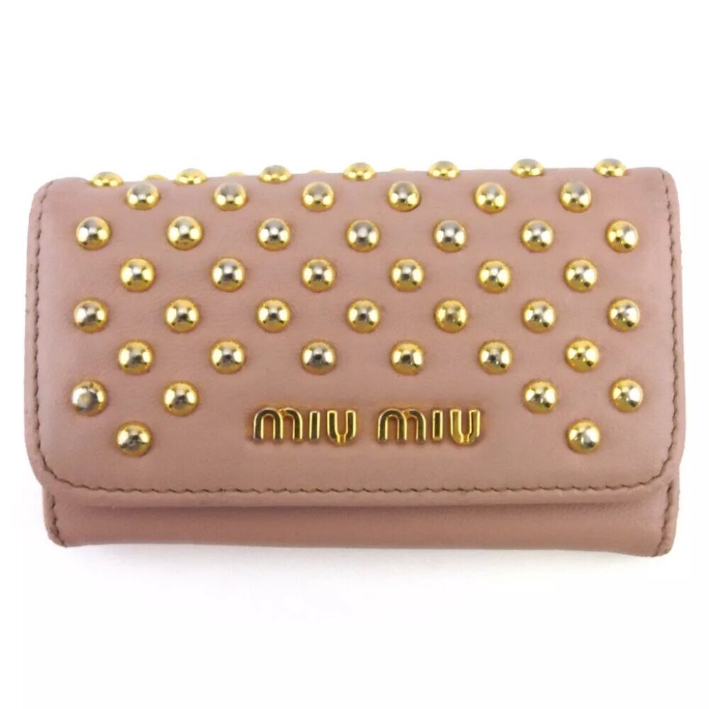 miu miu key case studded pink leather Authentic used